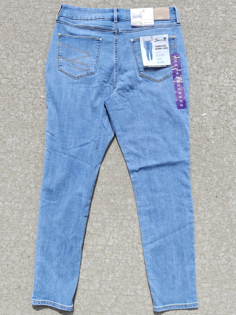 Seven7 Tummyless Skinny Jeans Womens 16 High Rise Martinique Blue Stretch NWT